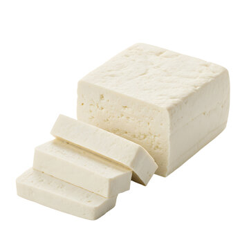 Sliced Plain Tofu Block on White Background for Healthy Cooking