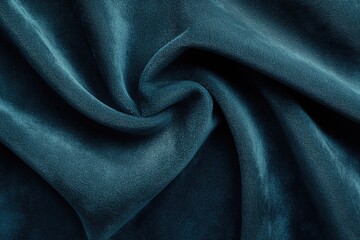 Fototapeta premium Textured teal fabric draped in elegant folds, showcasing its soft, luxurious feel.