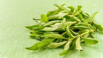 Fragrant bunch of fresh tarragon herb, culinary aromatic enhancer on green