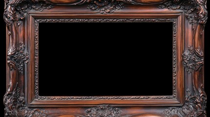 Ornate Wooden Picture Frame, Antique Style, Decorative,  Brown, Empty, Gallery, Vintage, Classic Design