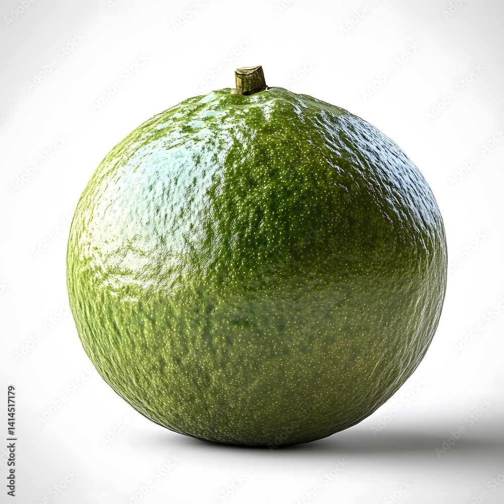 Poster a vibrant green lime, captured in a close-up studio shot, showing its detailed texture and freshness