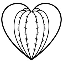 Delicate Heart Cactus Line Drawing