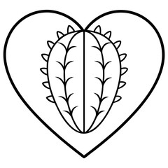 Delicate Heart Cactus Line Drawing