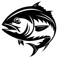 Striking Black and White Tuna Illustration with Dynamic and Powerful Details