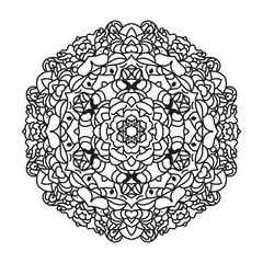 Decorative floral black mandala illustration vector with a white background