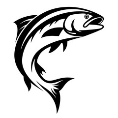 Majestic monochrome salmon leaps upward with bold elegance and artistic grace