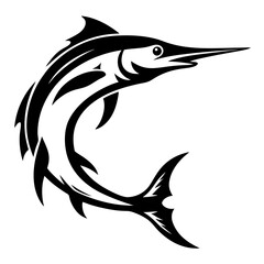 Fototapeta premium Striking Black and White Marlin Illustration with an Elegant Tribal Style