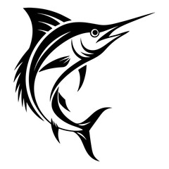 Fototapeta premium Majestic Marlin Fish Illustration in Black and White Tattoo Style