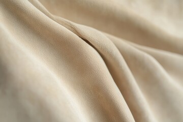 Fototapeta premium Soft, beige fabric with a subtle texture, elegantly draped and showcasing its luxurious feel.