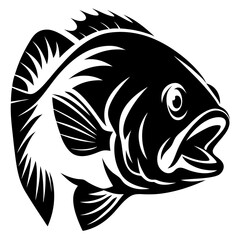 Striking Black and White Fish Illustration in a Bold Graphic Style