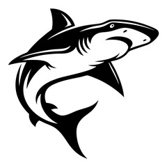 Majestic Black and White Shark Vector Illustration with Graceful Design Elements