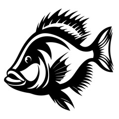 Detailed Vector Illustration of a Tilapia Fish with Spiky Fins and Scales