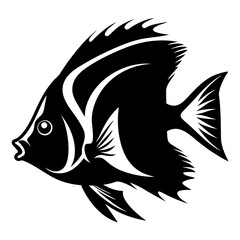 Abstract silhouette of a tropical fish with intricate fin details and pattern