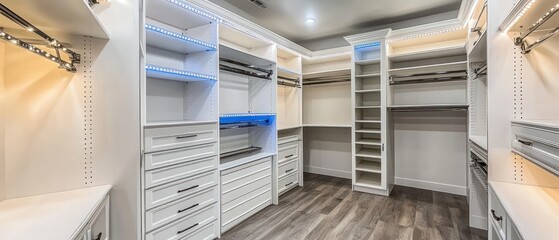 Luxury Walk-in Closet Design with LED Lighting