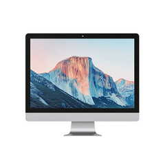 Fototapeta premium Modern Monitor with Mountain Wallpaper Isolated White Background