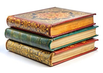 Fototapeta premium a stack of three vintage books with colorful covers