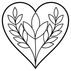 Eco-Themed Heart Line Art
