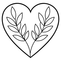 Obraz premium Eco-Themed Heart Line Art