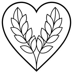 Eco-Themed Heart Line Art