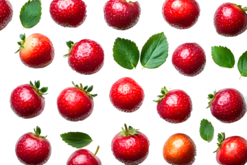 Fresh Strawberry Pattern: A delightful and vibrant pattern of fresh, ripe strawberries and green leaves against a clean background, perfect for adding a touch of sweetness to your design projects.