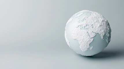 3D Earth model, light blue, textured white continents