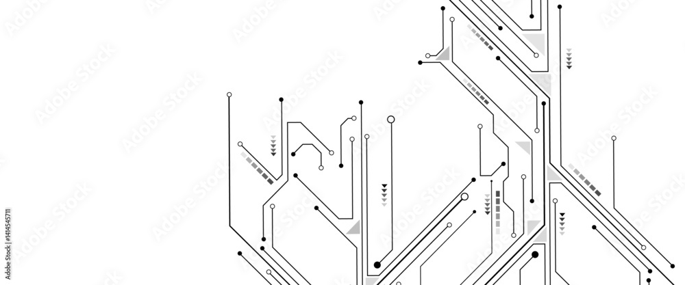 Poster Abstract technology circuit diagram on white background. High tech circuit board connection system.