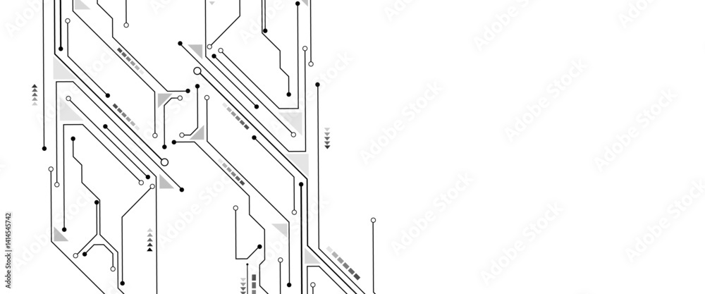 Poster Abstract technology circuit diagram on white background. High tech circuit board connection system.