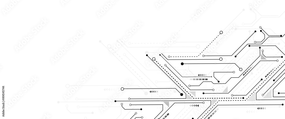 Aufkleber Vector Technology black circuit diagram concept. Abstract technology on white background. High-tech circuit board .