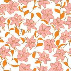Summer seamless pattern of flowers. Floral vector background for textiles. Fabric, covers, manufacturing, wallpaper, printing, gift wrapping.