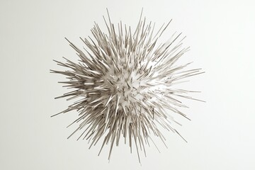 Abstract spiky sphere, neutral background, 3D render, scientific visualization