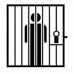 Person Behind Bars Minimalist Icon Illustration Symbolizing Imprisonment And Confinement