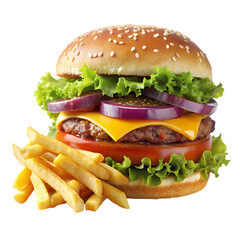 Juicy Burger & Fries: Fast Food Image