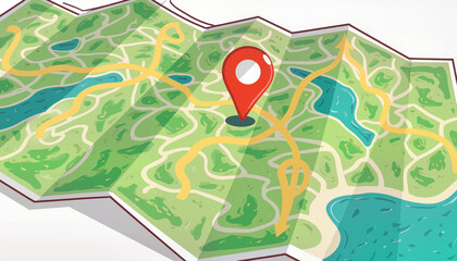Map illustration with location pin indicating specific area  