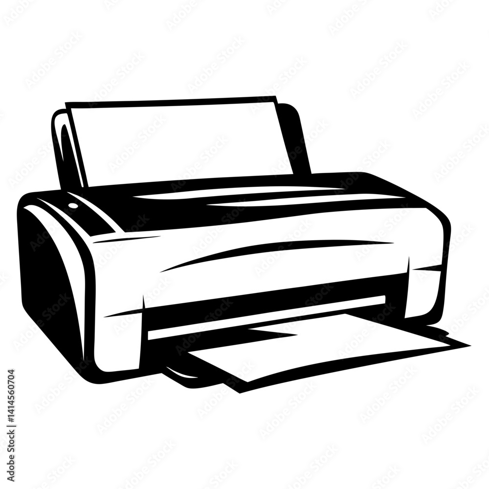 Poster monochrome printer with paper sheets in the input and output trays