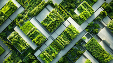 Abstrakcyjny Geometryczny Wzór Połączonych Ogrodów na Dachach