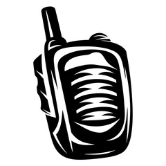 Black and White Illustration of a Walkie Talkie Communication Device