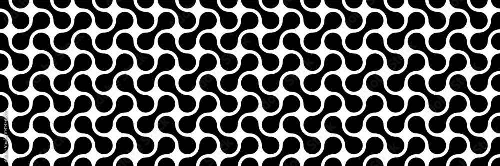 Poster horizontal seamless black and white circle design for pattern and background.