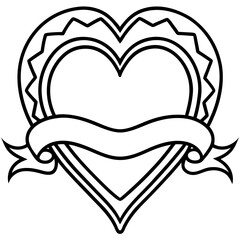Obraz premium Elegant Heart Banner Line Art Design