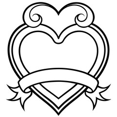 Elegant Heart Banner Line Art Design