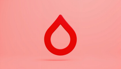 Red blood drop symbol on pink background  