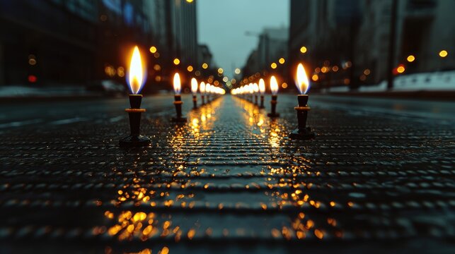 Mysterious night alleyway illuminated by lanterns dark moody background texture