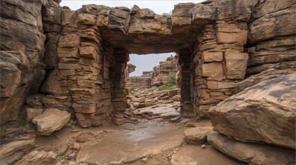 Geometric rock frame offering a unique an-4 - natural unique sharp patterned structure
