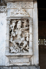 Carved idols on the inner wall of the Baiji Raj Ki Bawri, Mavli, Rajasthan