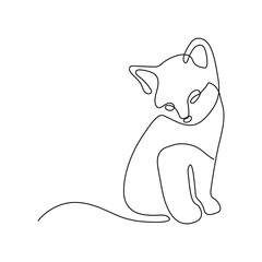 Continuous one line cat pet drawing out line vector illustration design. Cat One Line Vector .
