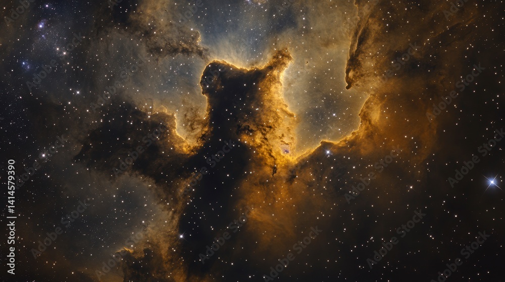 Poster stunning image of the pelican nebula, showcasing its intricate details and vibrant colors against a 