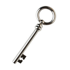 Elegant Silver Key Isolated on White Background for Creative Use