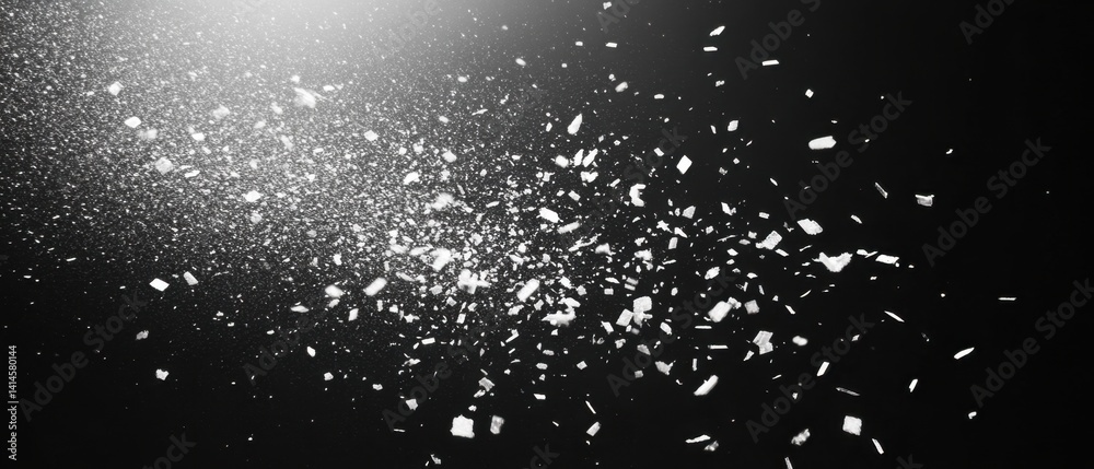 Poster ethereal blizzard of white particles on a dark background creating a magical and dreamy atmosphere w
