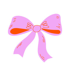 Simple hand drawn ribbon bow collection. Bowknot for decoration, big set of bowtie. Vector ribbons, silk bows for gifts, present knots and wrap pack isolated.