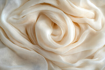 Cream Tulle Fabric Texture Close Up
