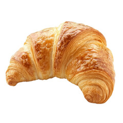 Freshly Baked Golden Croissant on Isolated White Background